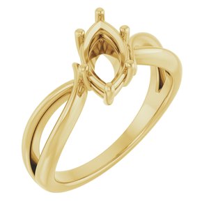 14K Yellow Gold 9.5x5 mm Marquise Ring Mounting – image 2