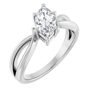14K White Gold 9.5x5 mm Marquise Ring Mounting
