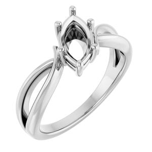 14K White Gold 9.5x5 mm Marquise Ring Mounting – image 2