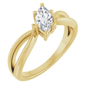 18K Yellow Gold 8x4 mm Marquise Ring Mounting
