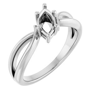14K X1 White Gold 8x4 mm Marquise Ring Mounting – image 2