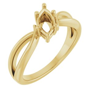 18K Yellow Gold 8x4 mm Marquise Ring Mounting – image 2