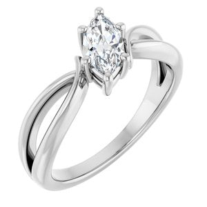 18K White Gold 8x4 mm Marquise Ring Mounting