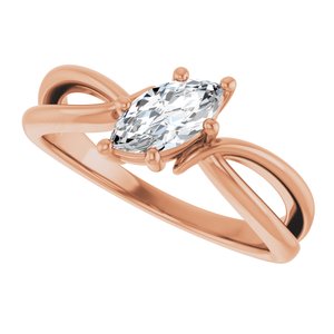 18K Rose Gold 8x4 mm Marquise Ring Mounting – image 8