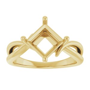 18K Yellow Gold 7x7 mm Square Ring Mounting – image 6
