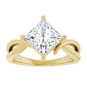 14K Yellow Gold 7x7 mm Square Ring Mounting – image 5