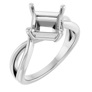 14K White Gold 7x7 mm Square Ring Mounting – image 2