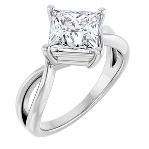Sterling Silver 7x7 mm Square Ring Mounting