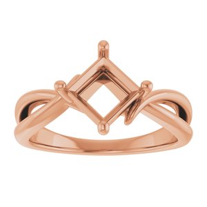 18K Rose Gold 6x6 mm Square Ring Mounting – image 6