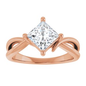 18K Rose Gold 6x6 mm Square Ring Mounting – image 5