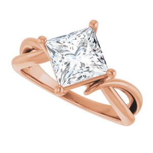 14K Rose Gold 7x7 mm Square Ring Mounting – image 8