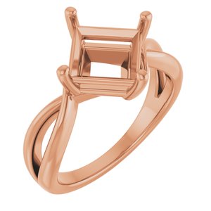 10K Rose Gold 7.5x7.5 mm Square Ring Mounting – image 2