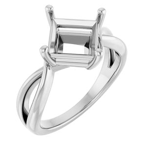 14K X1 White Gold 7.5x7.5 mm Square Ring Mounting – image 2