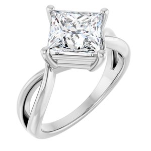 14K X1 White Gold 7.5x7.5 mm Square Ring Mounting