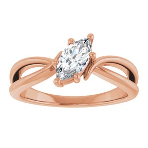 18K Rose Gold 8x4 mm Marquise Ring Mounting – image 5