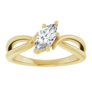18K Yellow Gold 8x4 mm Marquise Ring Mounting – image 5