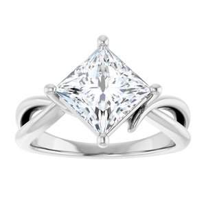 18K White Gold 7.5x7.5 mm Square Ring Mounting – image 5