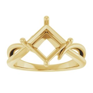 10K Yellow Gold 7.5x7.5 mm Square Ring Mounting – image 6