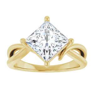 14K Yellow Gold 7.5x7.5 mm Square Ring Mounting – image 5