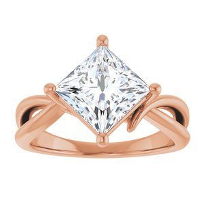 10K Rose Gold 7.5x7.5 mm Square Ring Mounting – image 5
