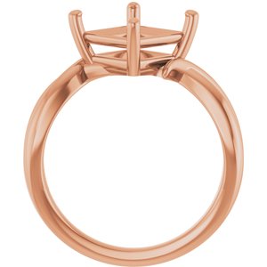 10K Rose Gold 7.5x7.5 mm Square Ring Mounting – image 4