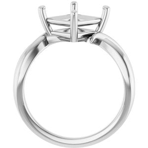 14K White Gold 7.5x7.5 mm Square Ring Mounting – image 4