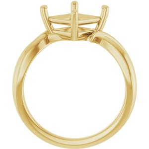 10K Yellow Gold 7x7 mm Square Ring Mounting – image 4