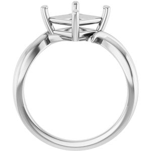 14K White Gold 7x7 mm Square Ring Mounting – image 4