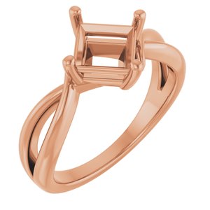 10K Rose Gold 6x6 mm Square Ring Mounting – image 2