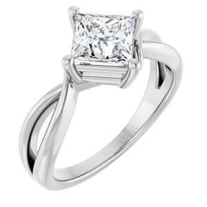 14K X1 White Gold 6x6 mm Square Ring Mounting