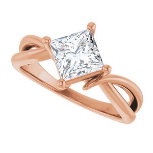 10K Rose Gold 6x6 mm Square Ring Mounting – image 8