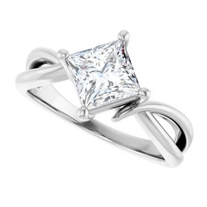 18K White Gold 6x6 mm Square Ring Mounting – image 8