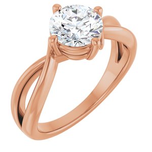 14K Rose Gold 7 mm Round Ring Mounting
