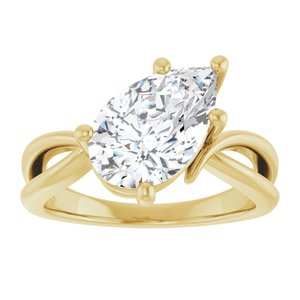 10K Yellow Gold 12x7.5 mm Pear Ring Mounting – image 5