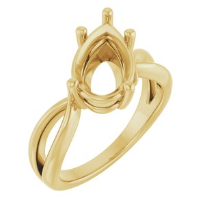 18K Yellow Gold 12x7.5 mm Pear Ring Mounting – image 2