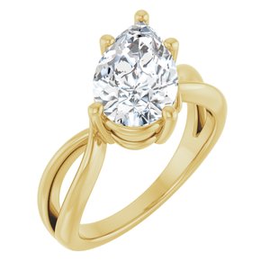 10K Yellow Gold 12x7.5 mm Pear Ring Mounting