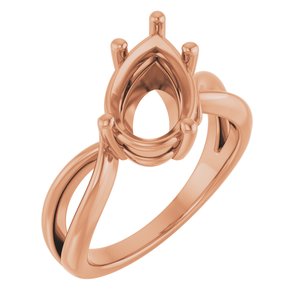 14K Rose Gold 12x7.5 mm Pear Ring Mounting – image 2