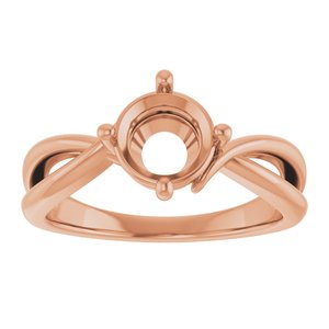 10K Rose Gold 7 mm Round Ring Mounting – image 6