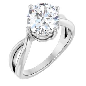 14K White Gold 10x8 mm Oval Ring Mounting