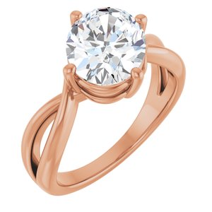 18K Rose Gold 10x8 mm Oval Ring Mounting