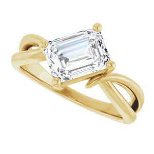 10K Yellow Gold 8x6 mm Emerald Ring Mounting – image 8