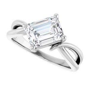 10K White Gold 8x6 mm Emerald Ring Mounting – image 8