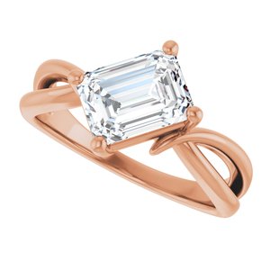 14K Rose Gold 8x6 mm Emerald Ring Mounting – image 8