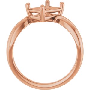 18K Rose Gold 8x6 mm Emerald Ring Mounting – image 4