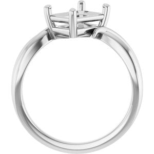 14K White Gold 8x6 mm Emerald Ring Mounting – image 4