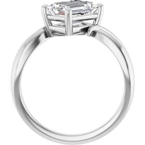 18K White Gold 8x6 mm Emerald Ring Mounting – image 3