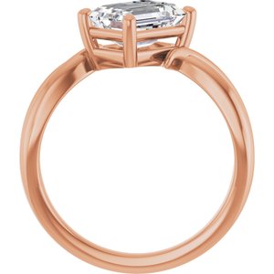 10K Rose Gold 8x6 mm Emerald Ring Mounting – image 3