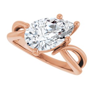 14K Rose Gold 12x7.5 mm Pear Ring Mounting – image 8