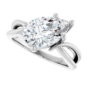 14K White Gold 12x7.5 mm Pear Ring Mounting – image 8