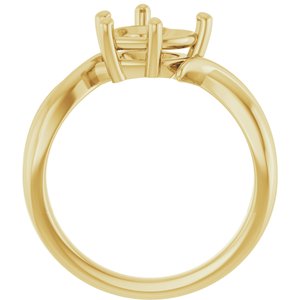 14K Yellow Gold 8x8 mm Heart Ring Mounting – image 4